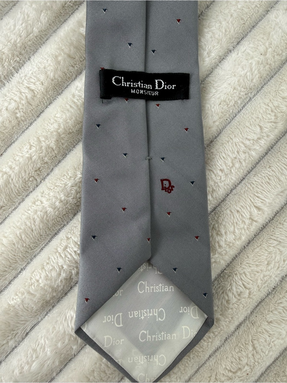 Vintage Christian Dior Monsier Gray Men's Tie with Subtle Pattern - Picture 3 of 8